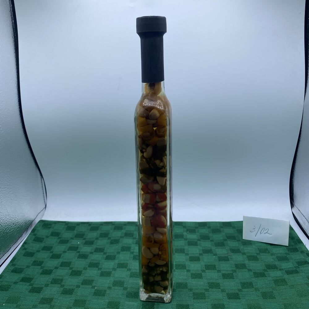 Vinegar Infused Decorative Unique Glass Bottle - 13.5”, Multicolor. Vintage